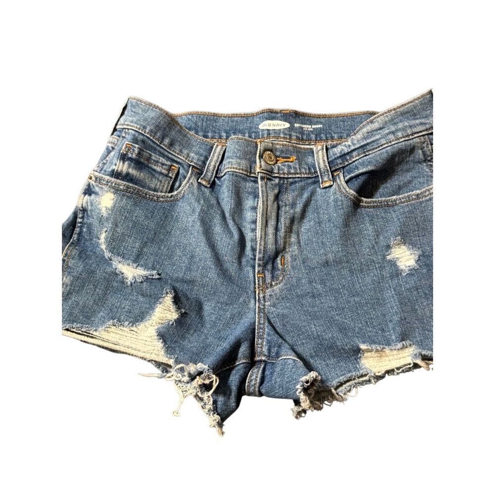 Old Navy women's Boyfriend Mid Rise Distressed Denim Shorts 2